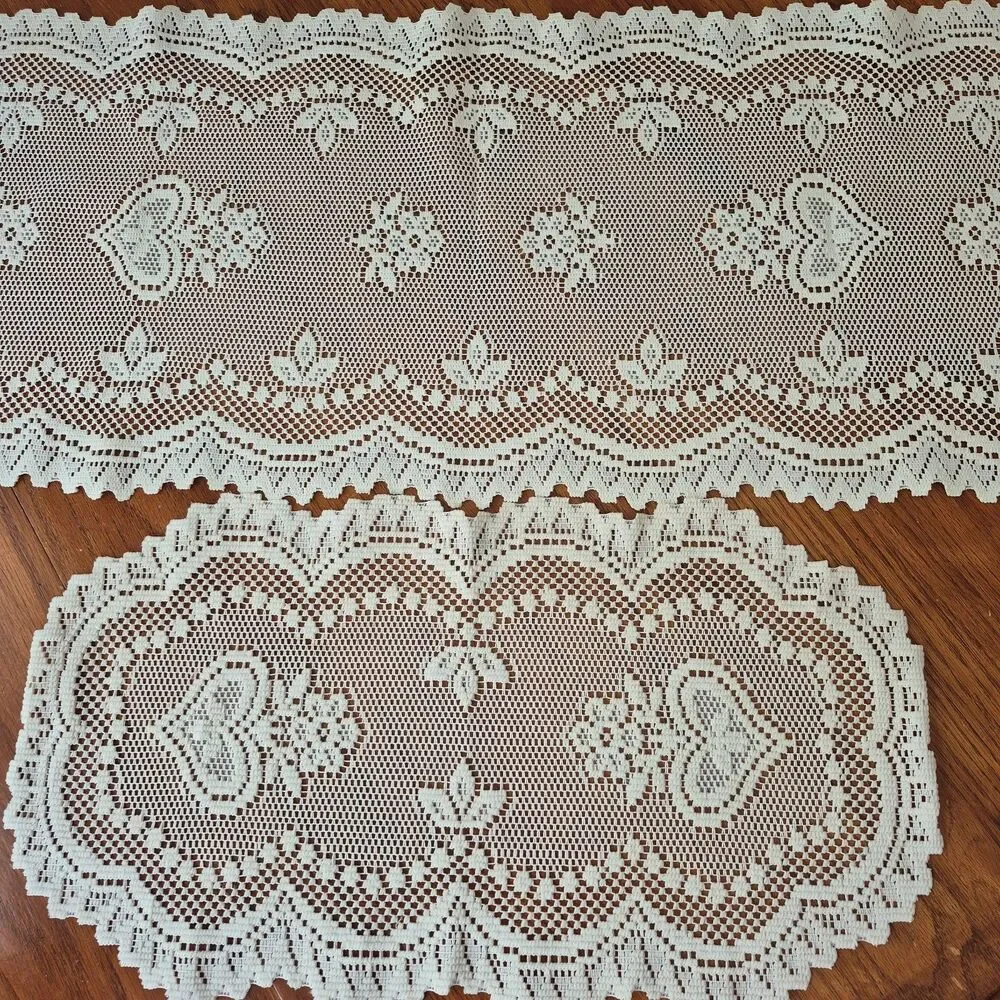 Lot of 9 Vintage Cottagecore White Cream Floral Lace Table Runners or Doilies